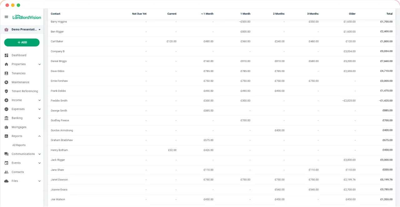 Software screenshot in Landlord Vision of bank reconciliation and screenshot of how to switch between property portfolios.
