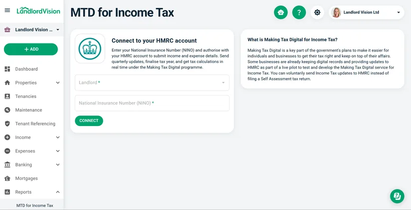 Direct HMRC submissions from Landlord Vision