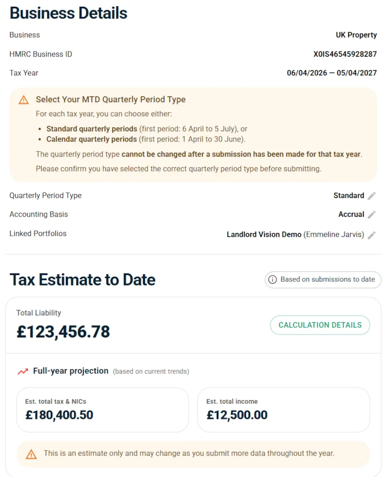 Screenshot: Map HMRC businesses to portfolios