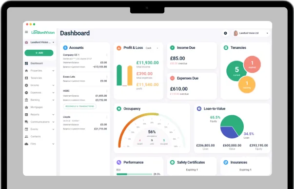 Calendar view in Landlord Vision property management software.